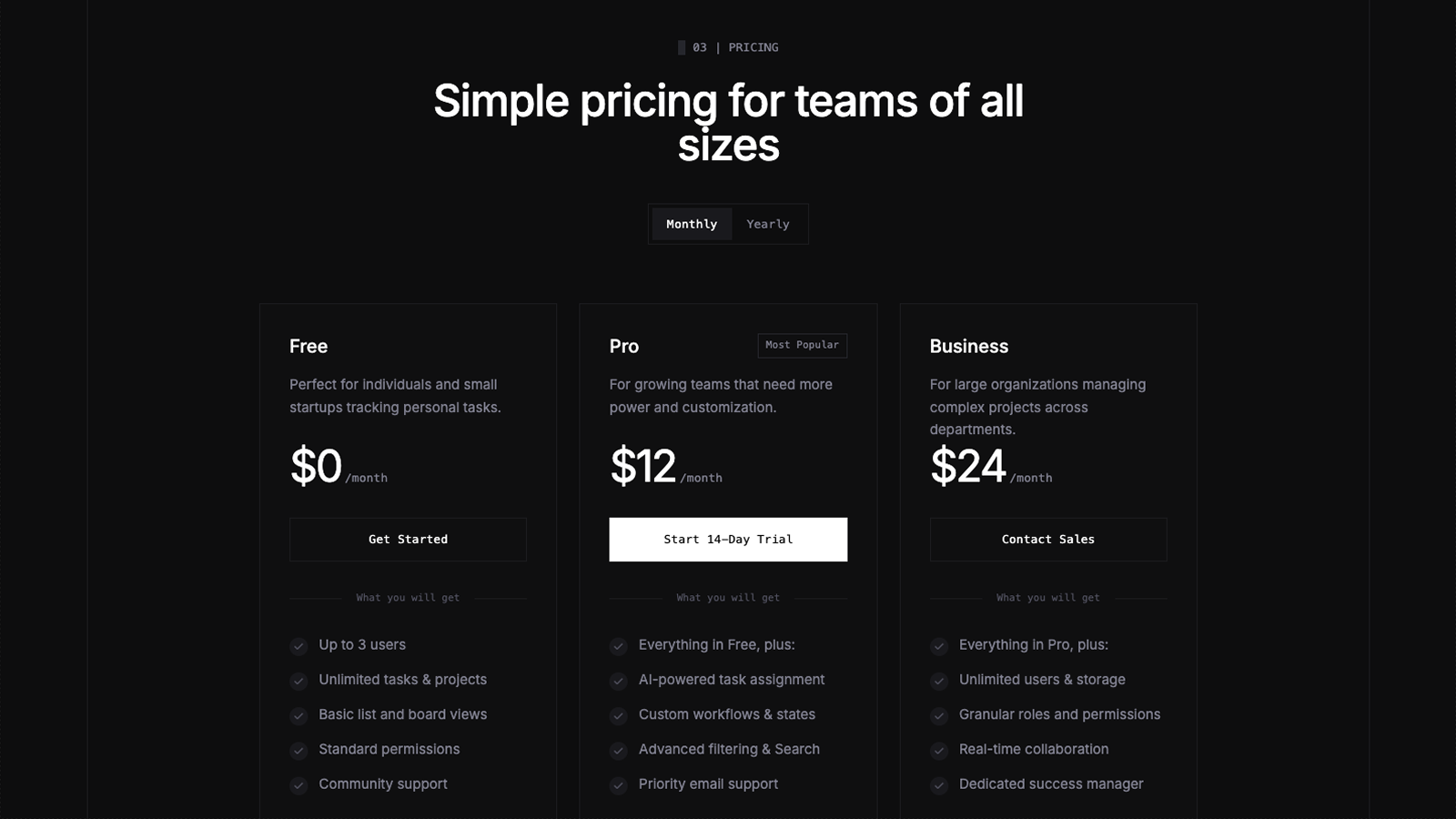 Pricing Section - Lightspeed