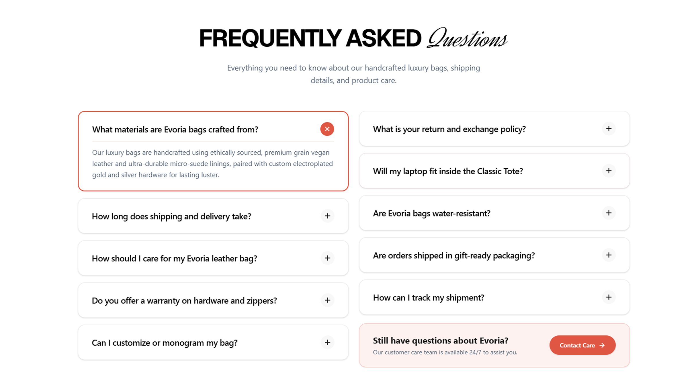 FAQ - Evoria