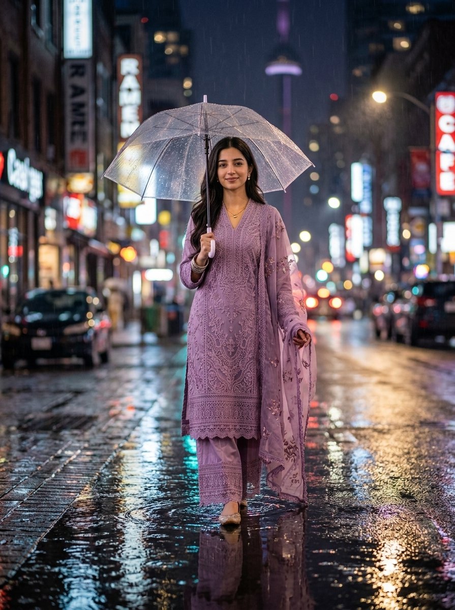 Realistic Rain Portrait of a Woman