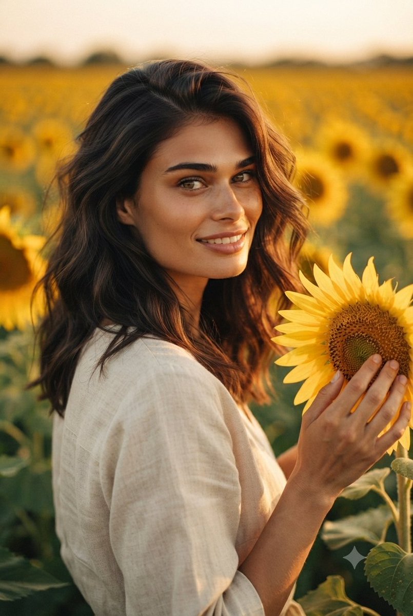 Golden Hour Sunflower Portrait