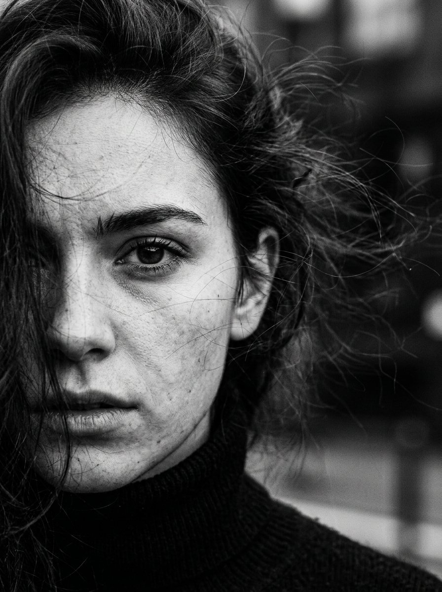 High Contrast Cinematic Face Portrait