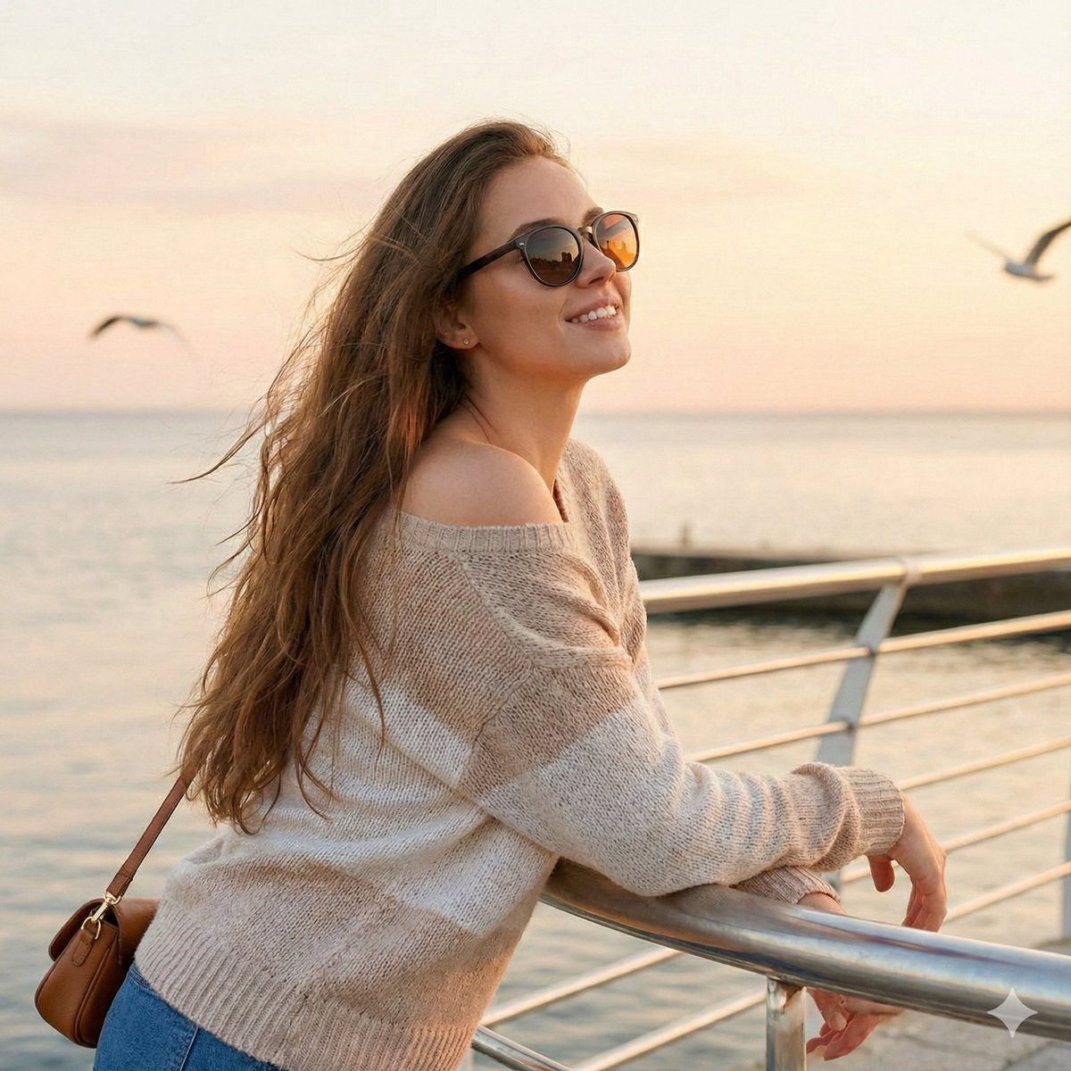 Cinematic Golden Hour Waterfront Portrait