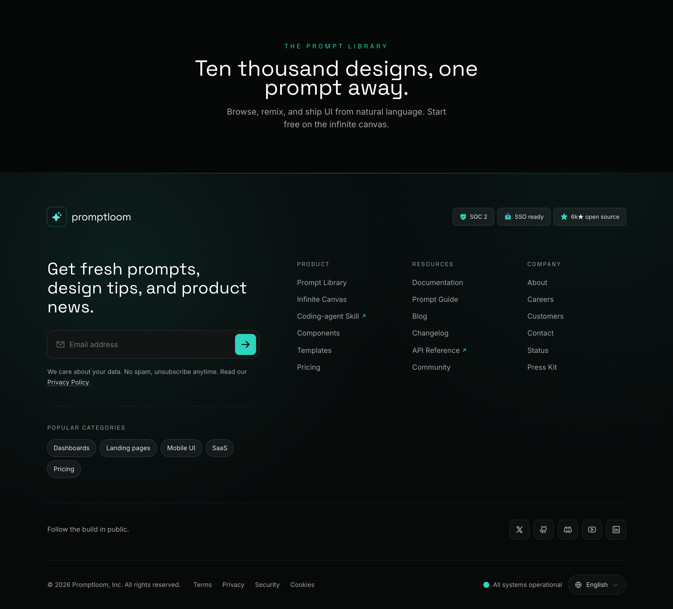 Teal-on-Ink Newsletter Mega Footer