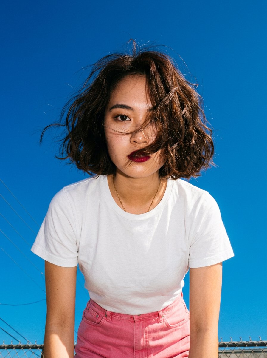 High-Angle Korean Street Style Portrait