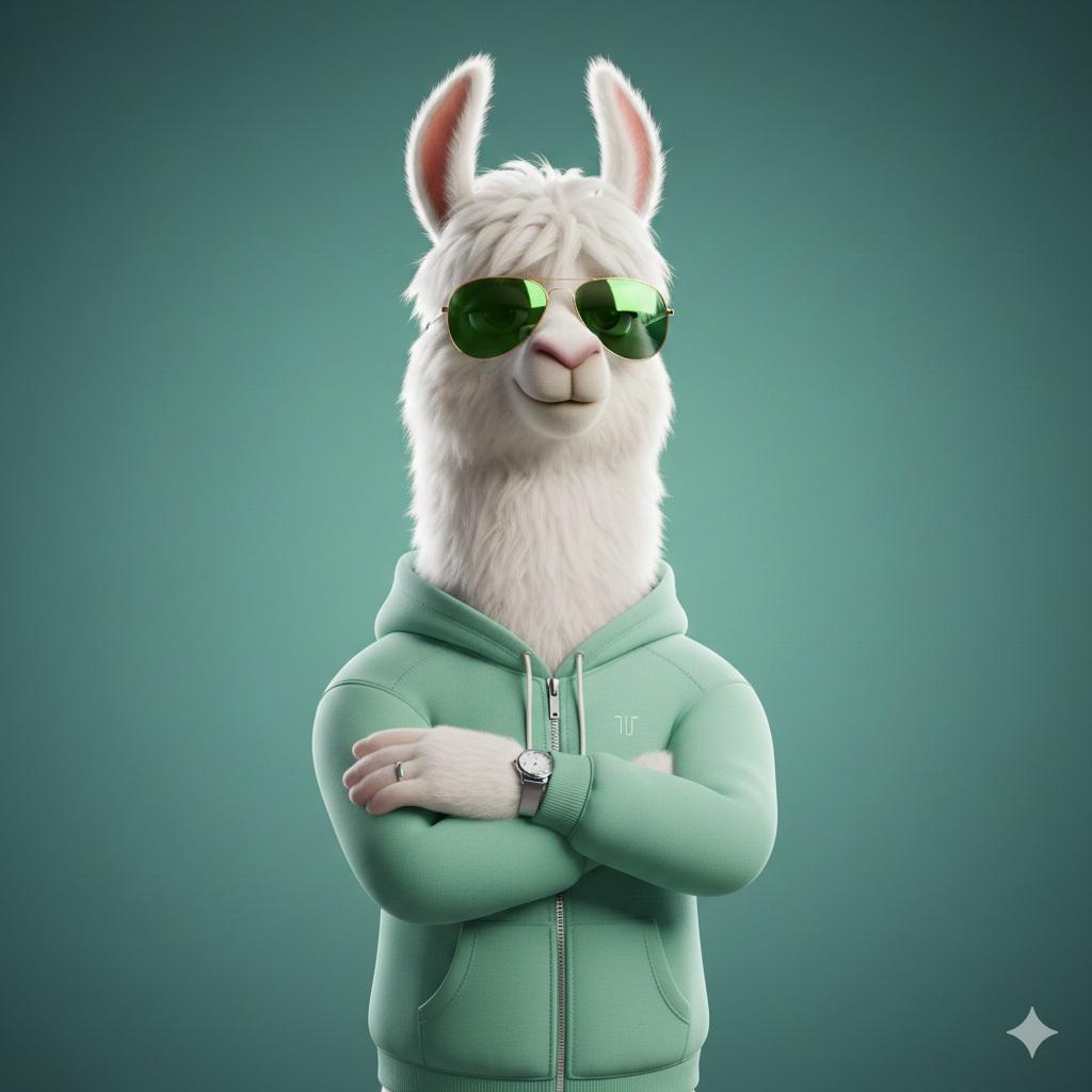 Stylized 3D Llama Character in Streetwear
