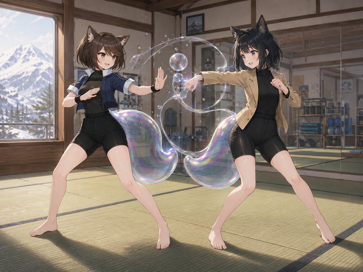 猫动漫插画雪温暖