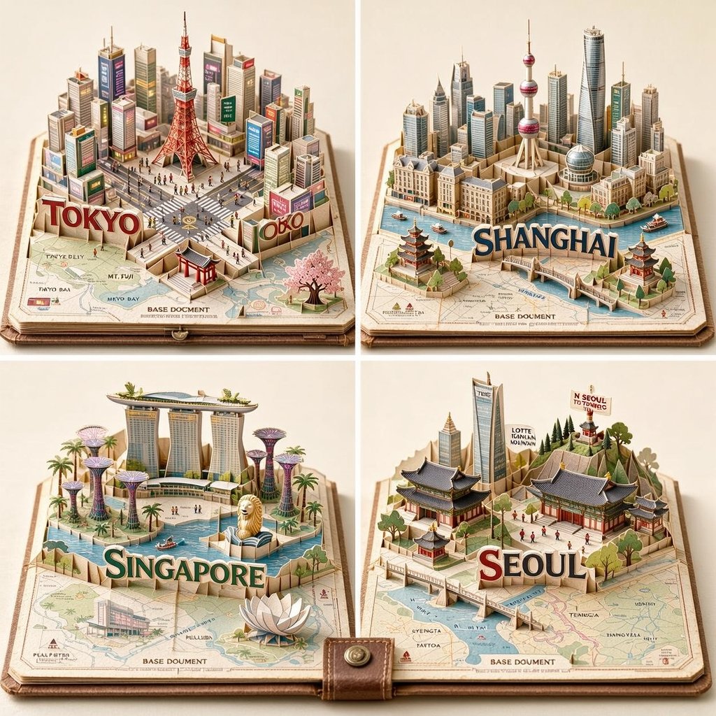 Miniature Pop-up Book City Diorama