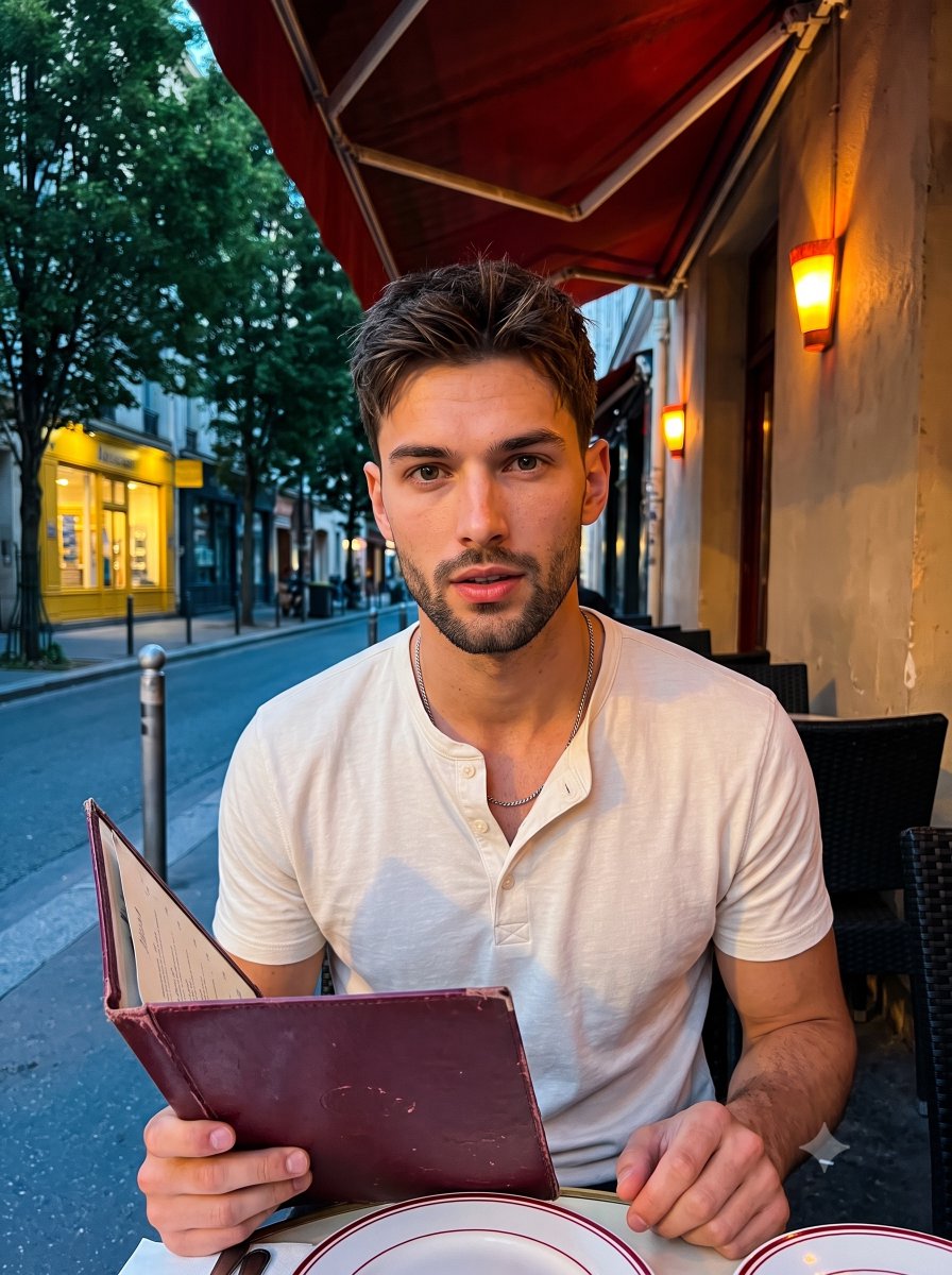 Man at Outdoor Cafe Portrait