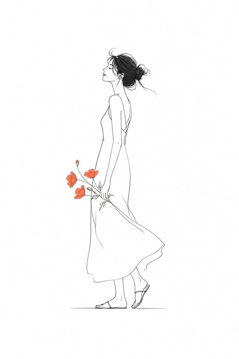 女孩插画极简优雅