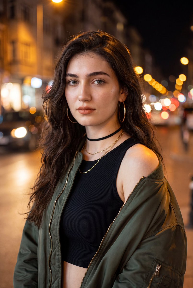 Ultra-Realistic Night Street Portrait
