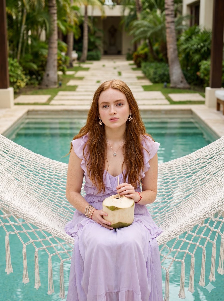Woman in Hammock Luxury Resort Pool