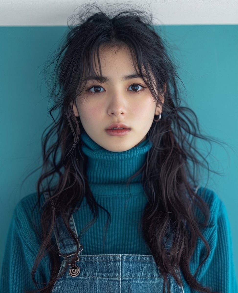 Teal Studio Overalls Portrait