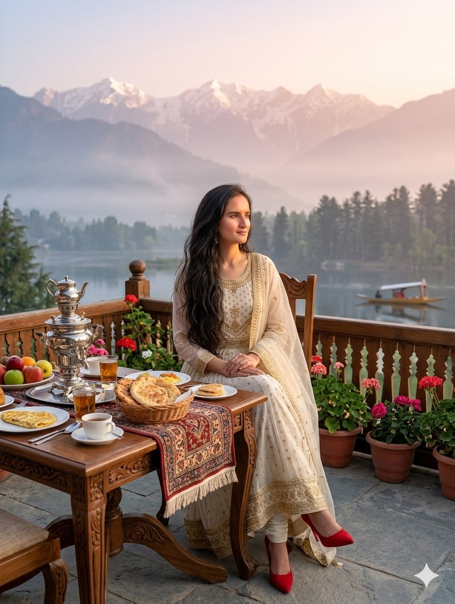 Traditional Kashmiri Breakfast Landscape