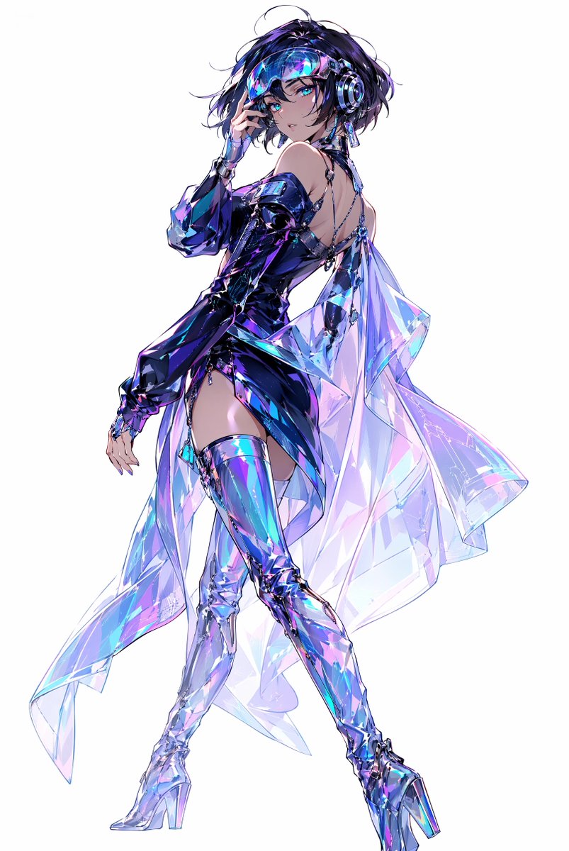 女性动漫插画未来霓虹优雅