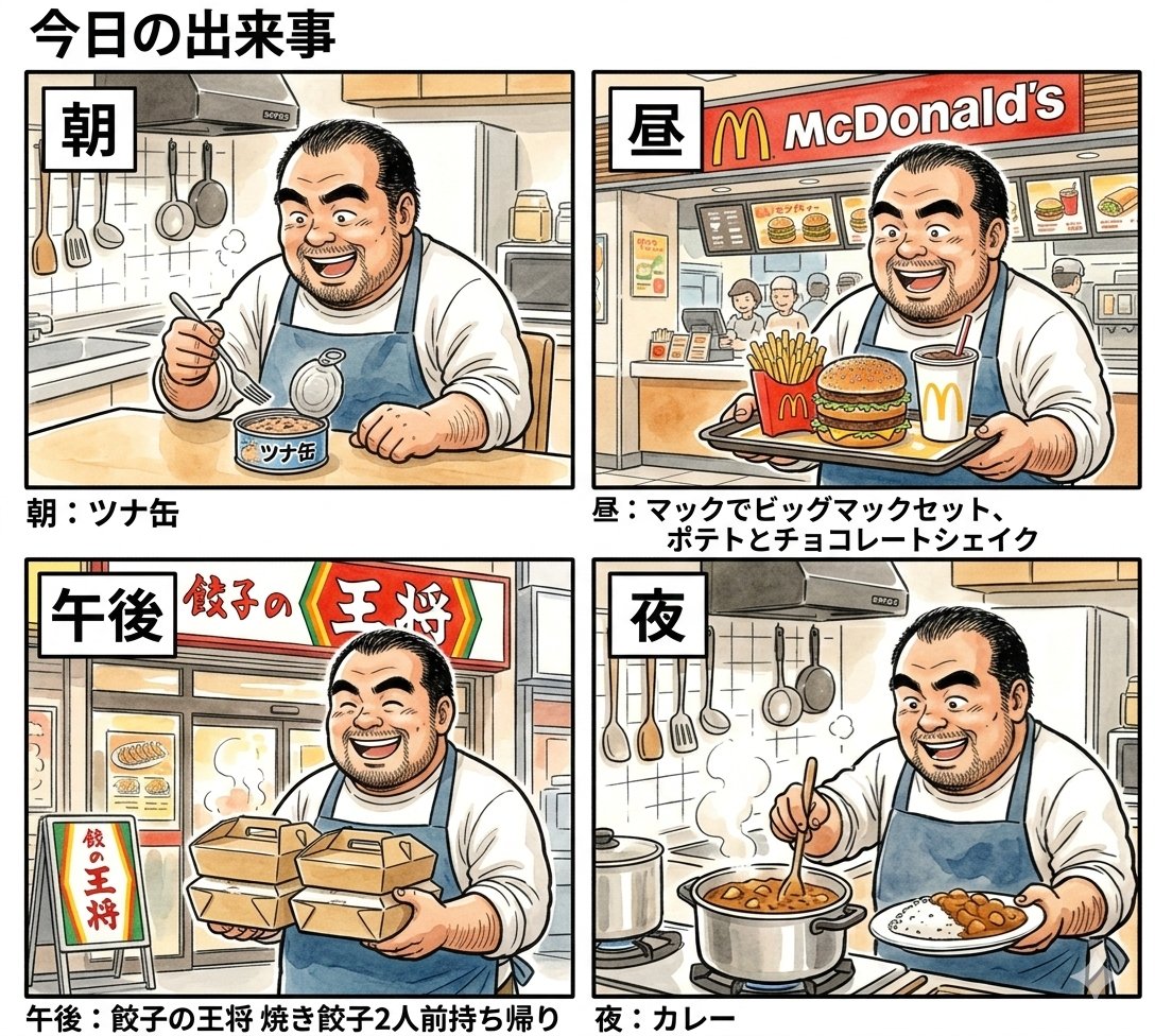 4-Panel Manga Prompt: A Day's Meals