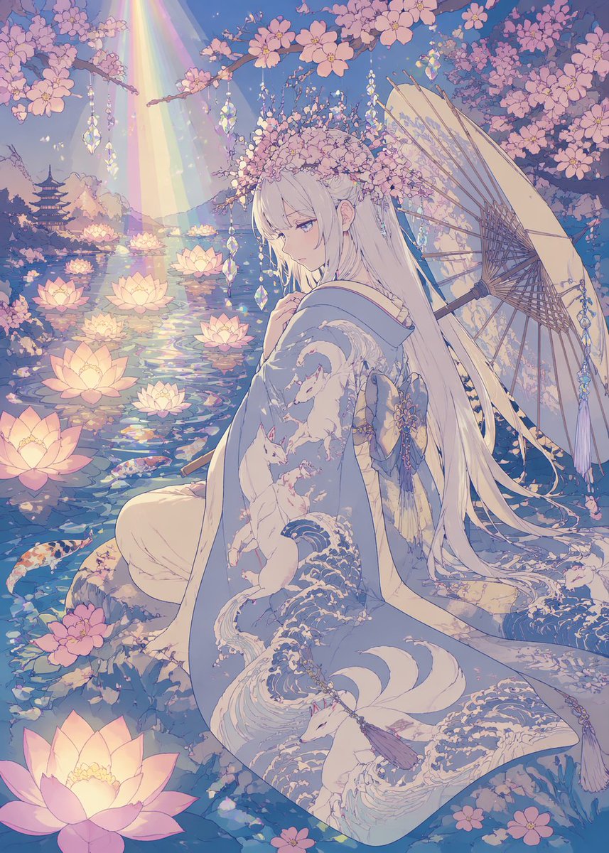 少女动漫插画梦幻花园忧郁