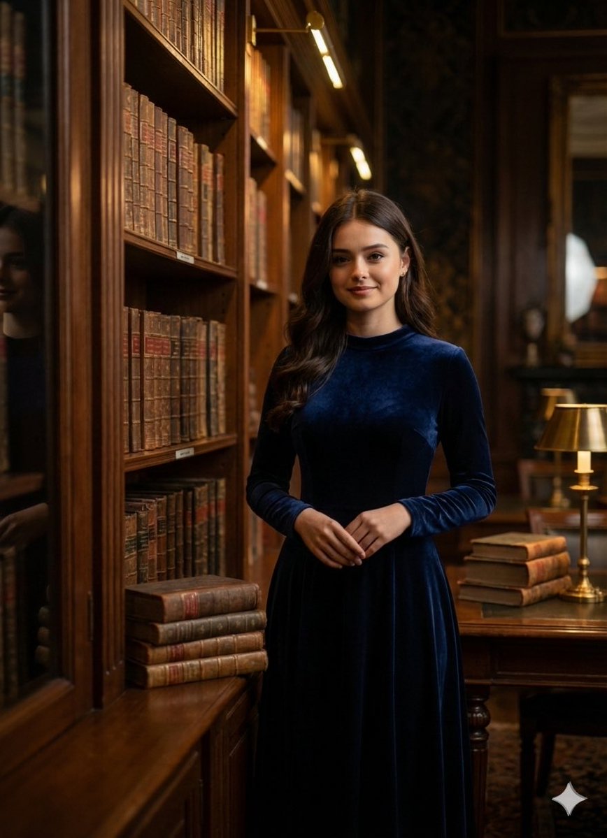Quiet Luxury Cinematic Library Portrait