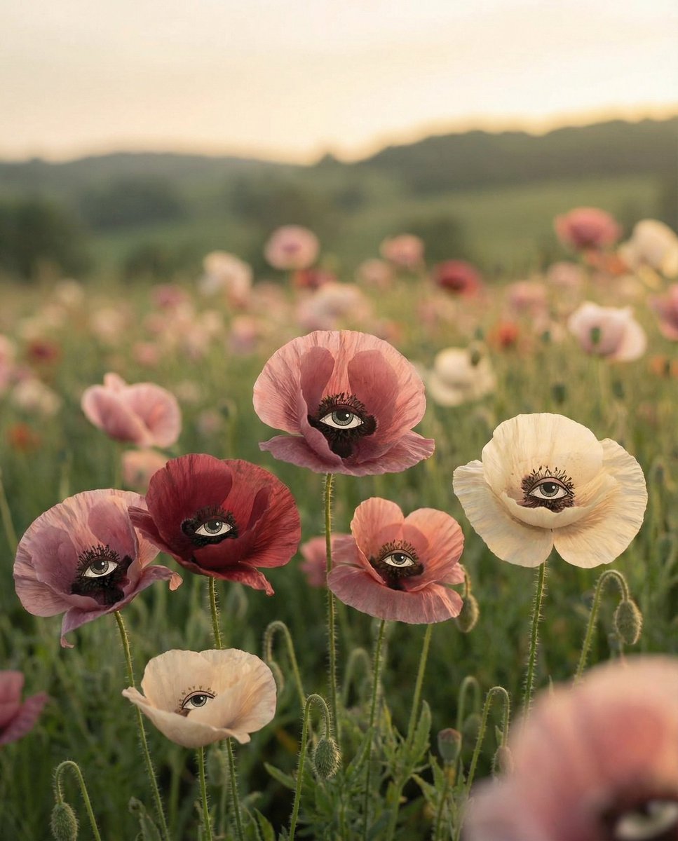 Surreal Poppies with Eyes