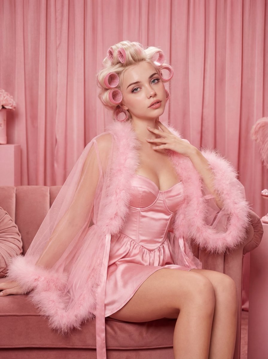 Vintage Pink Boudoir Editorial Portrait