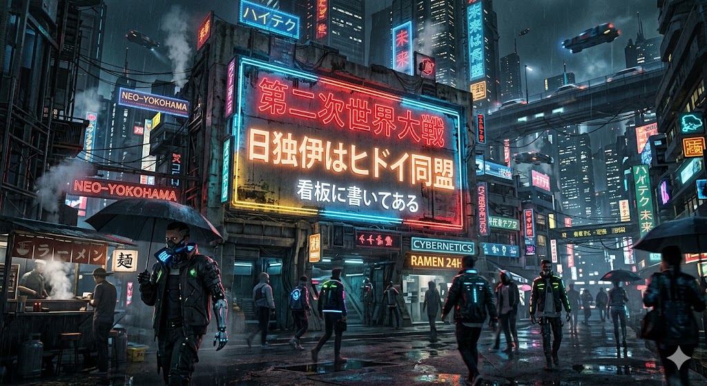 Cyberpunk World War II Signboard