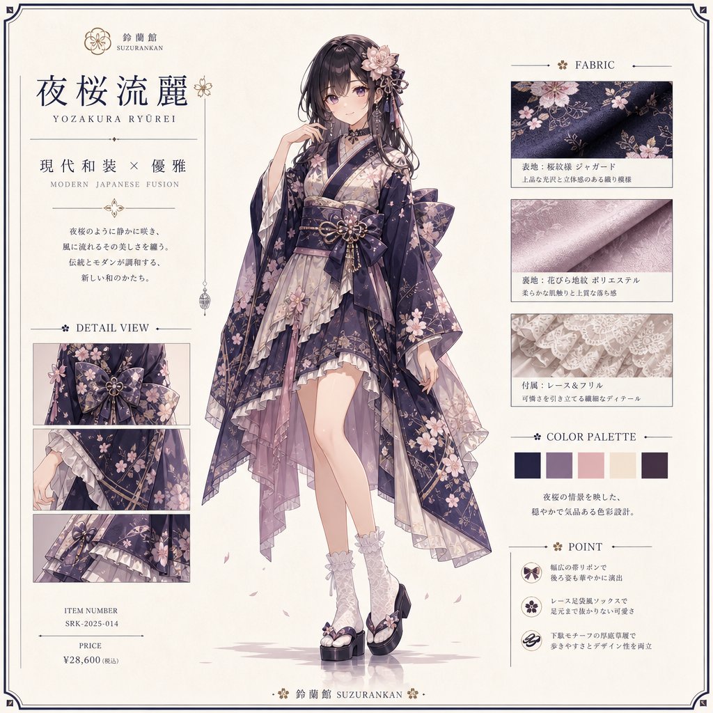 女性动漫字体夜景樱花优雅