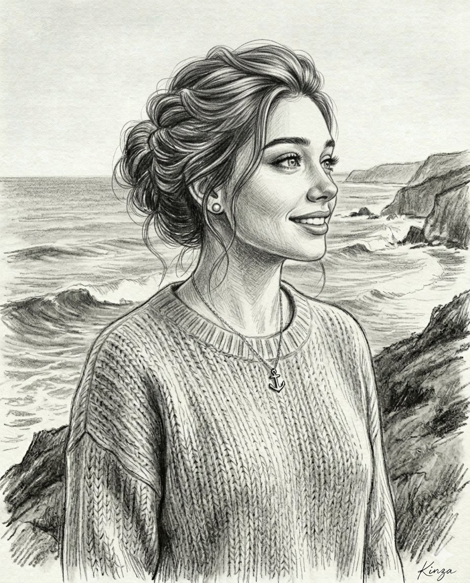 Vintage Graphite Pencil Portrait