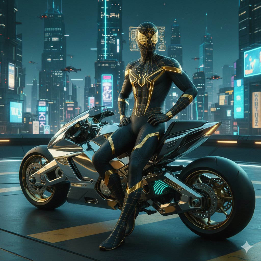 Cyberpunk Spider-Man in Matte Black and Gold