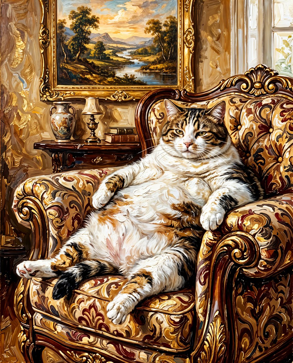 Classical Fat Cat Painting