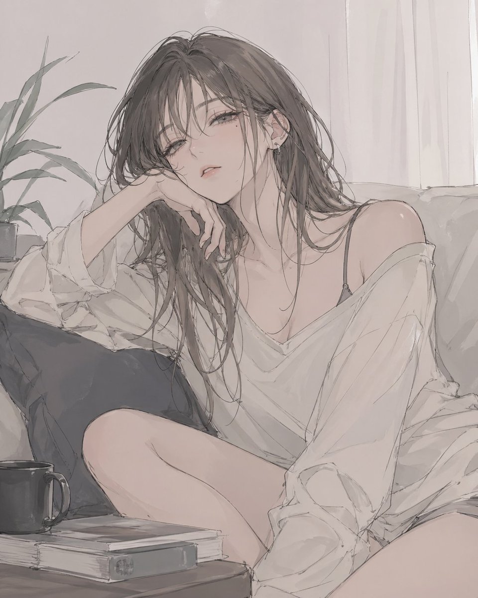 女性动漫插画室内