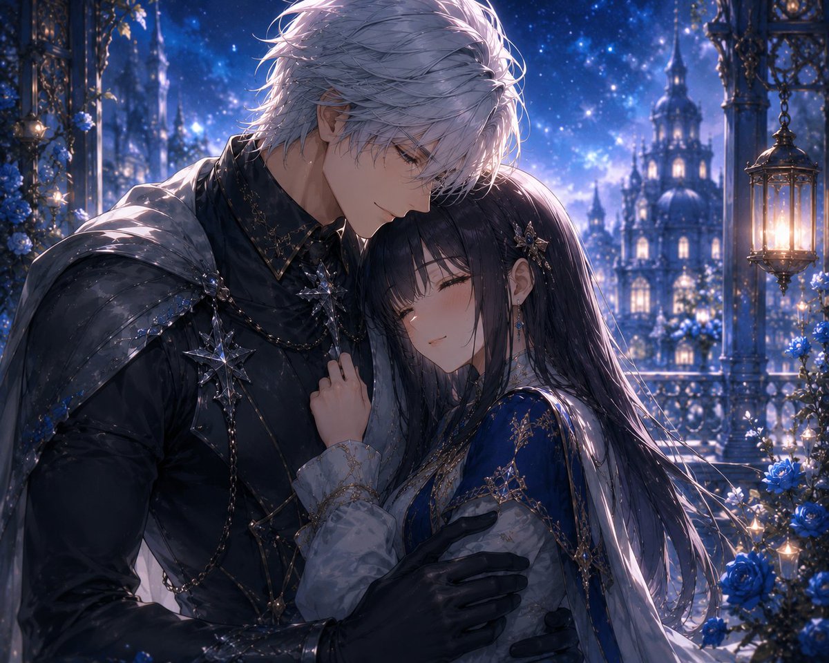 人像动漫插画夜景暗黑忧郁