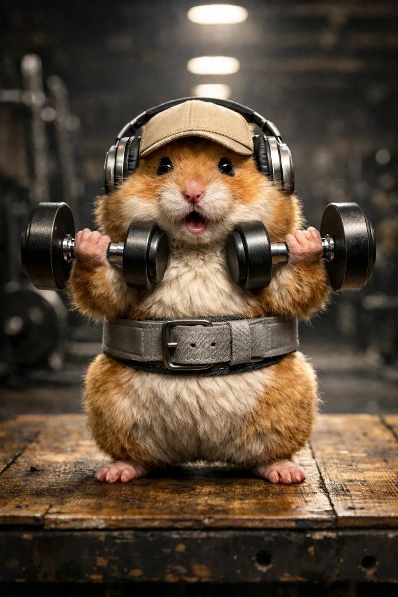 Hyper-Detailed Hamster Weightlifting Cinematic Scene