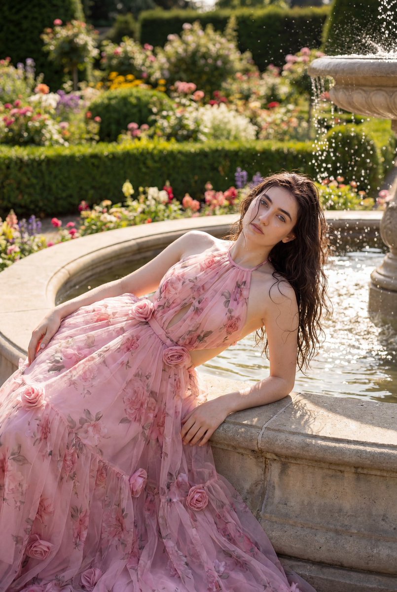 Luxury Garden Fashion Editorial Portrait
