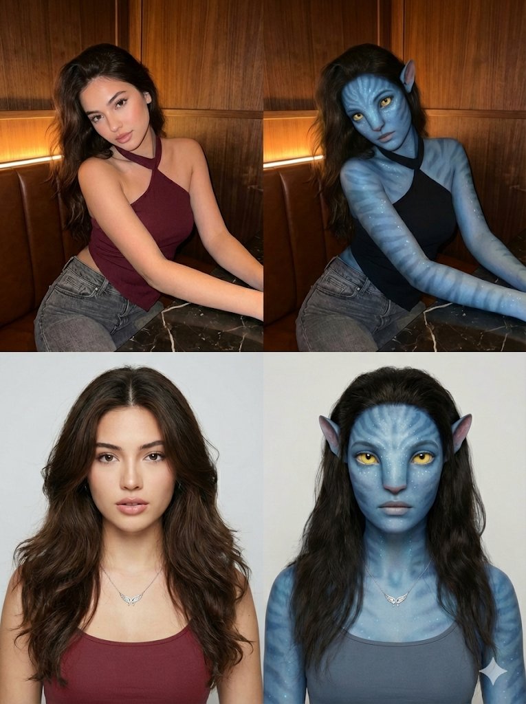 2x2 Grid Human-to-Na'vi Transformation Prompt