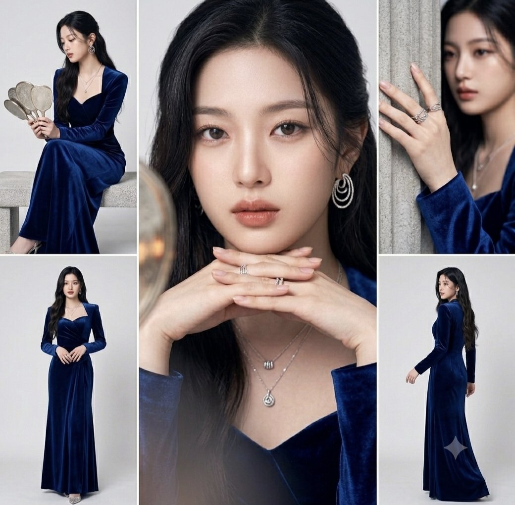 Royal Blue Velvet Fashion Collage