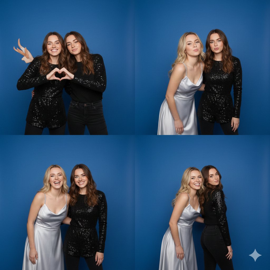 4-Panel Photo Booth Collage of Two Women