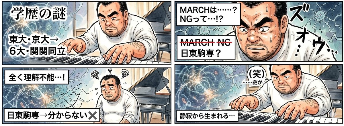 AI Image Generation Prompt for 4-Panel Manga: Academic Silence