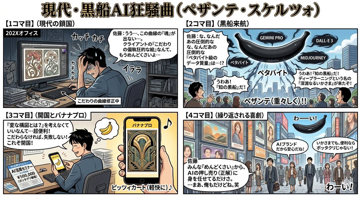 Four-Panel Manga Generation: Modern Black Ship AI Rhapsody
