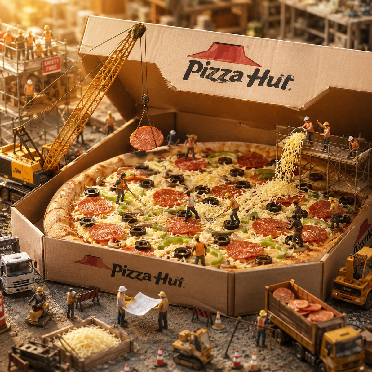 Miniature Pizza Construction Site
