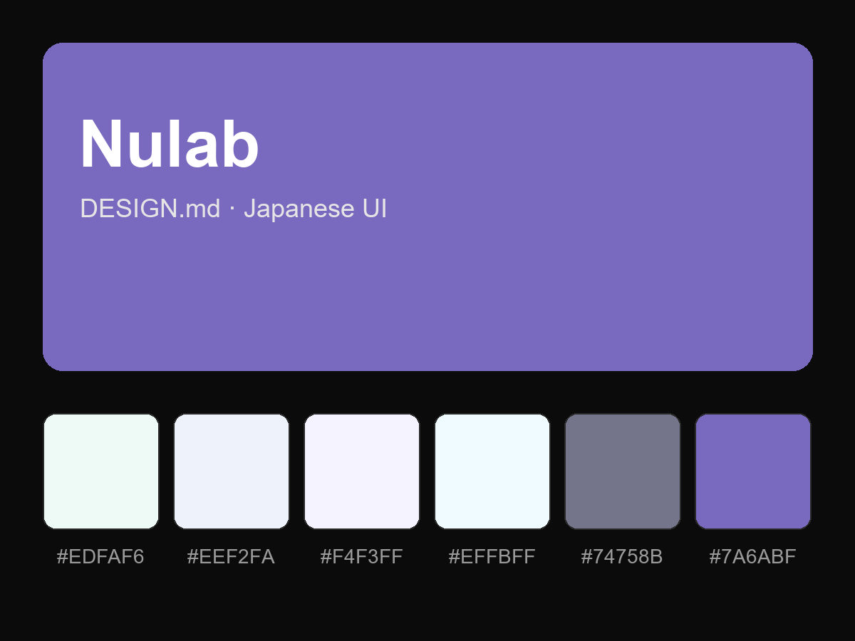 Nulab Style Design System (DESIGN.md, Japanese UI)