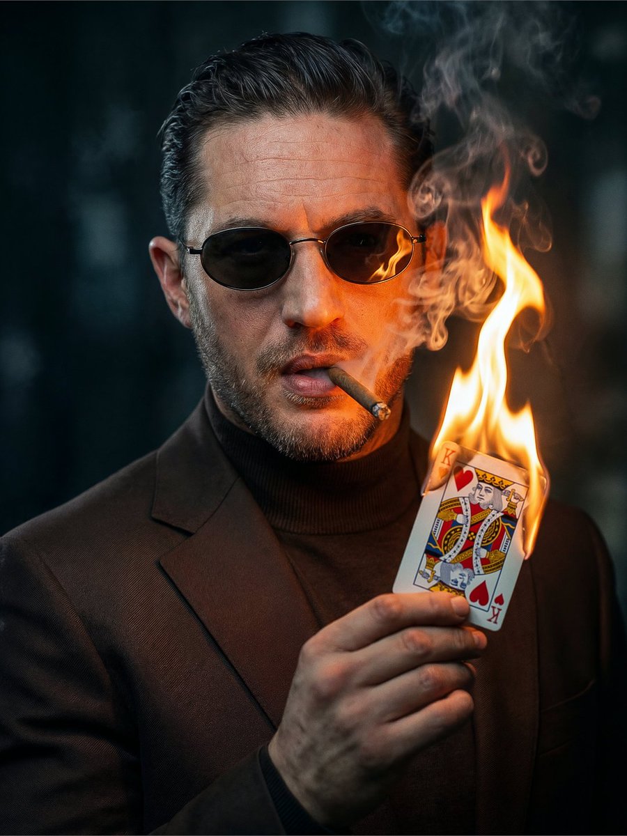 Noir Man with Burning Card