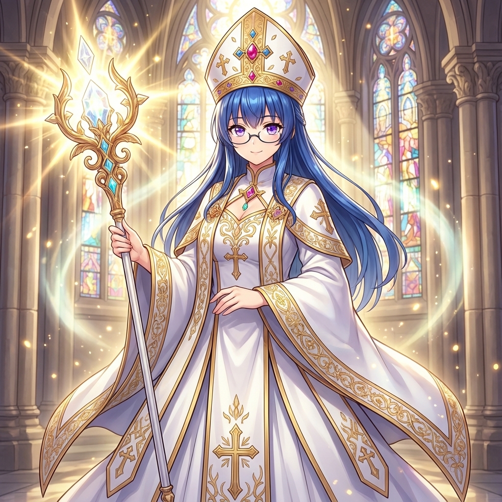Bishop Transformation with Healing Light and Glasses