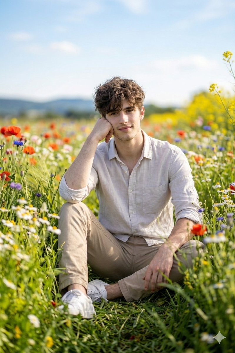 Spring Flower Field Portrait Prompt for Google Gemini Nano Banana Pro