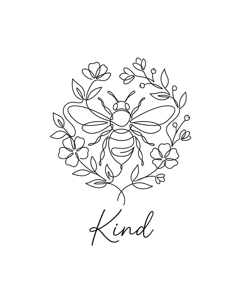 Minimalist Line Art Bee Illustration