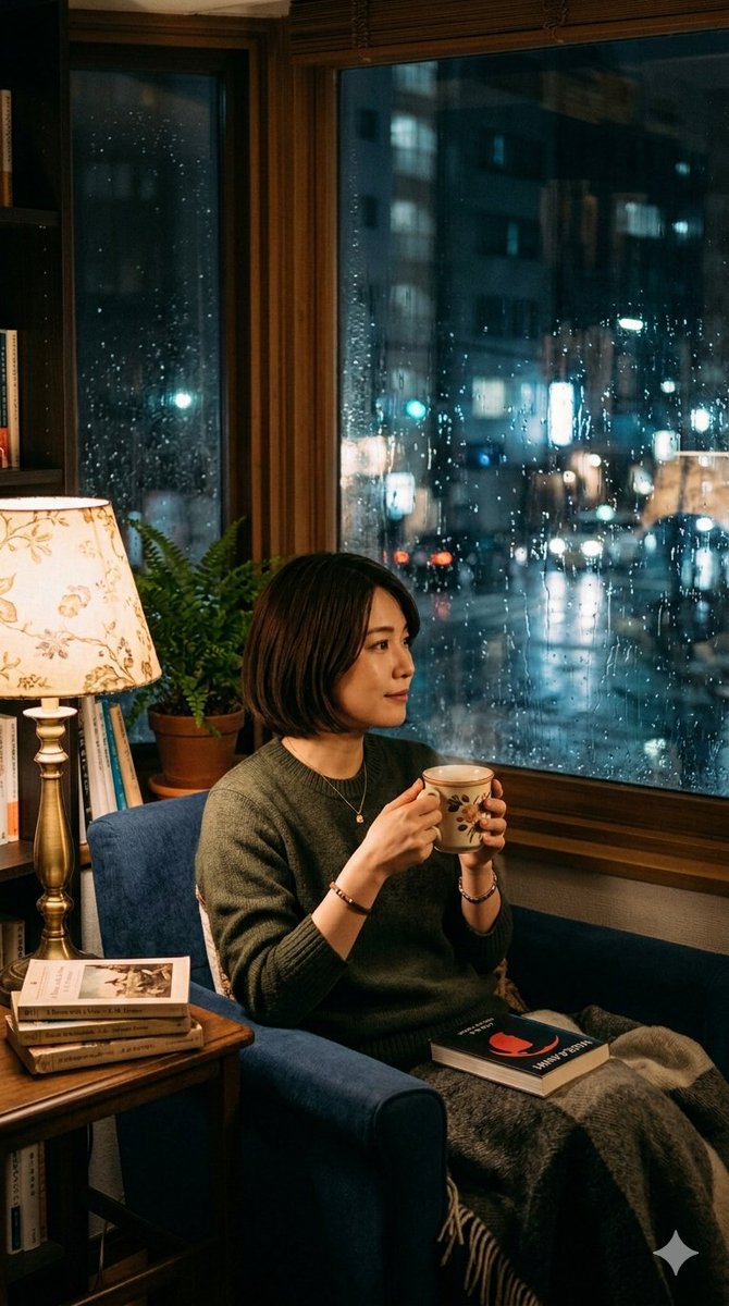 Cozy Rainy Night Indoor Portrait