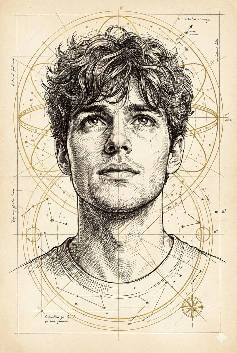 Hand-Drawn Technical Illustration Portrait Prompt