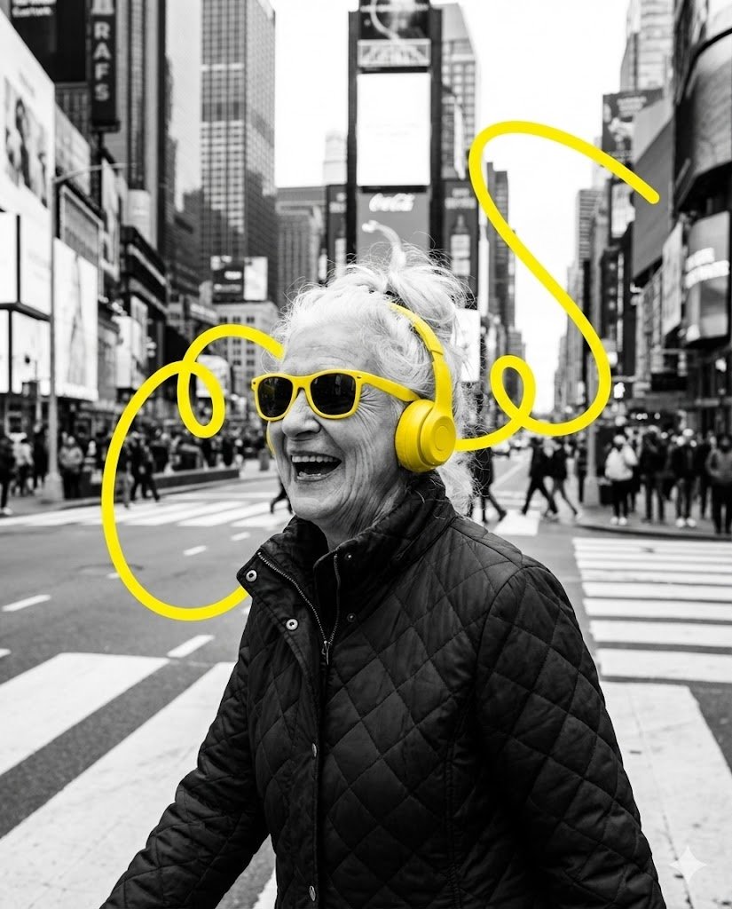 Selective Color Urban Portrait of Elderly Woman