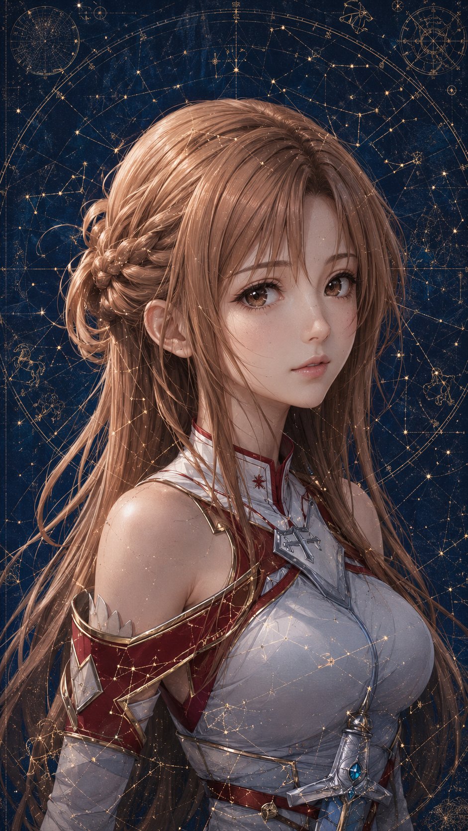 刀剑神域女角色与星图叠合的竖版肖像
