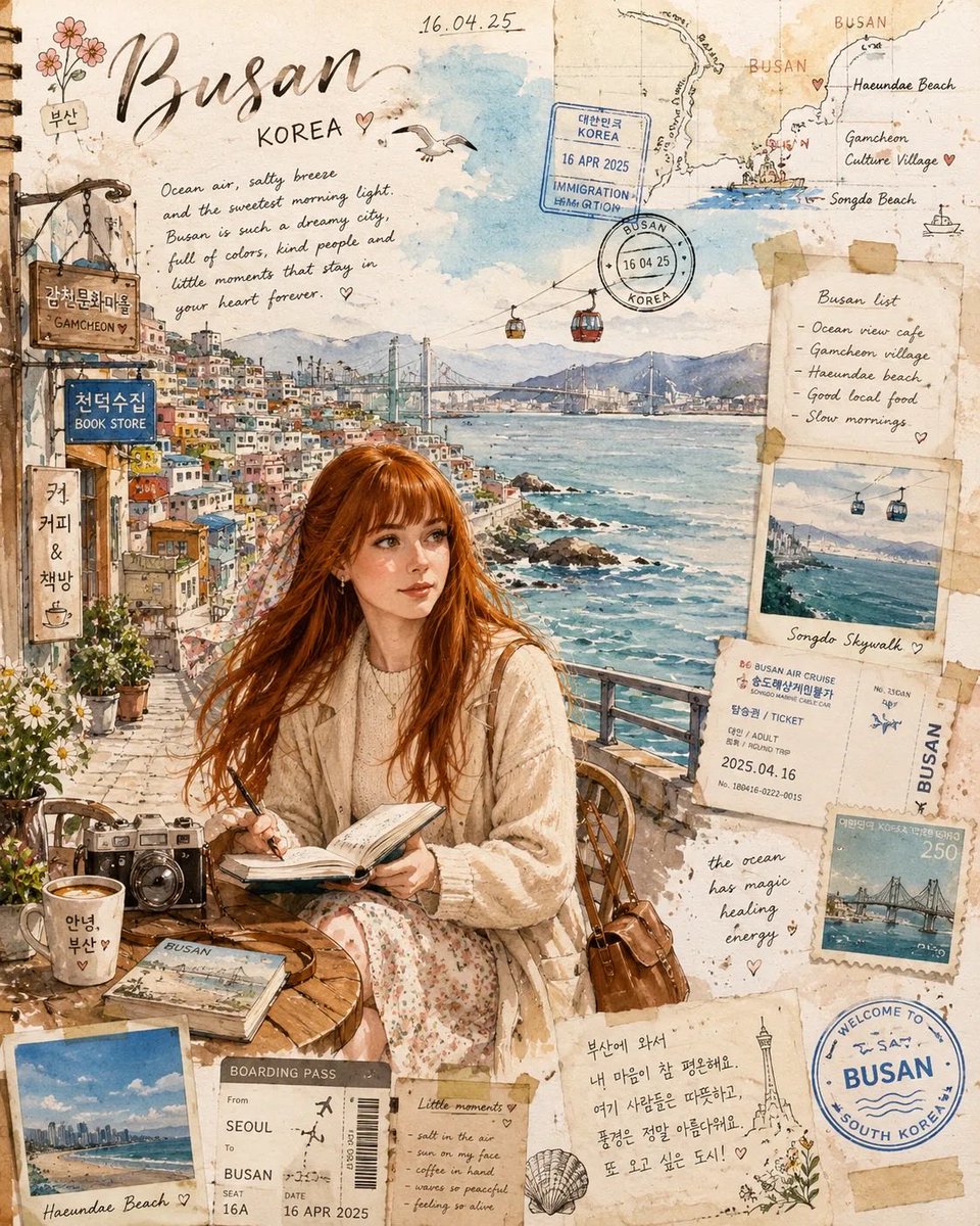 Busan Travel Journal Illustration