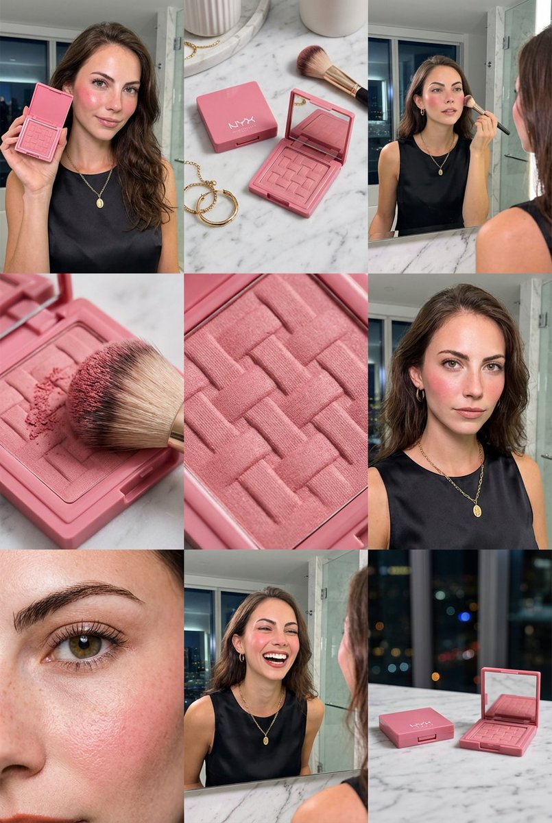 3x3 Grid Makeup Product Advertisement