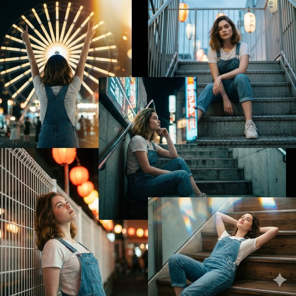 Kine-Style Multi-Frame Japanese Night Festival Collage
